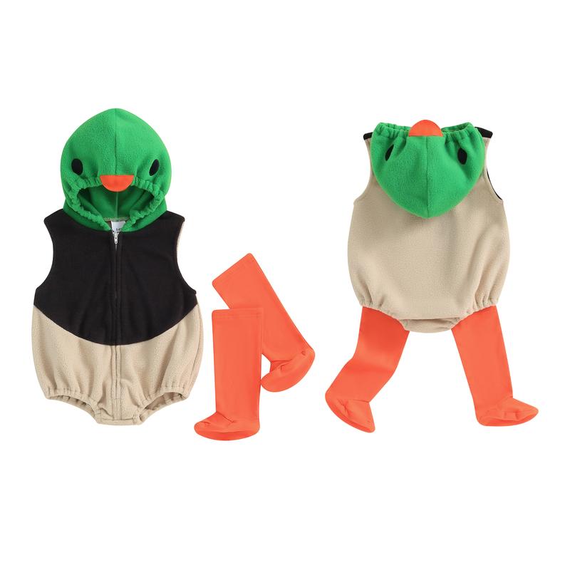 Baby Duck Costume, Sleeveless Hooded Zipper Closure Romper with Leg Warmers Halloween Cosplay Animal Romper Toddler Duck Costume Baby Duck Costume, Sleeveless Hooded Zipper Closure Romper with Leg Warmers Halloween Cosplay Animal Romper Toddler Duck Costume