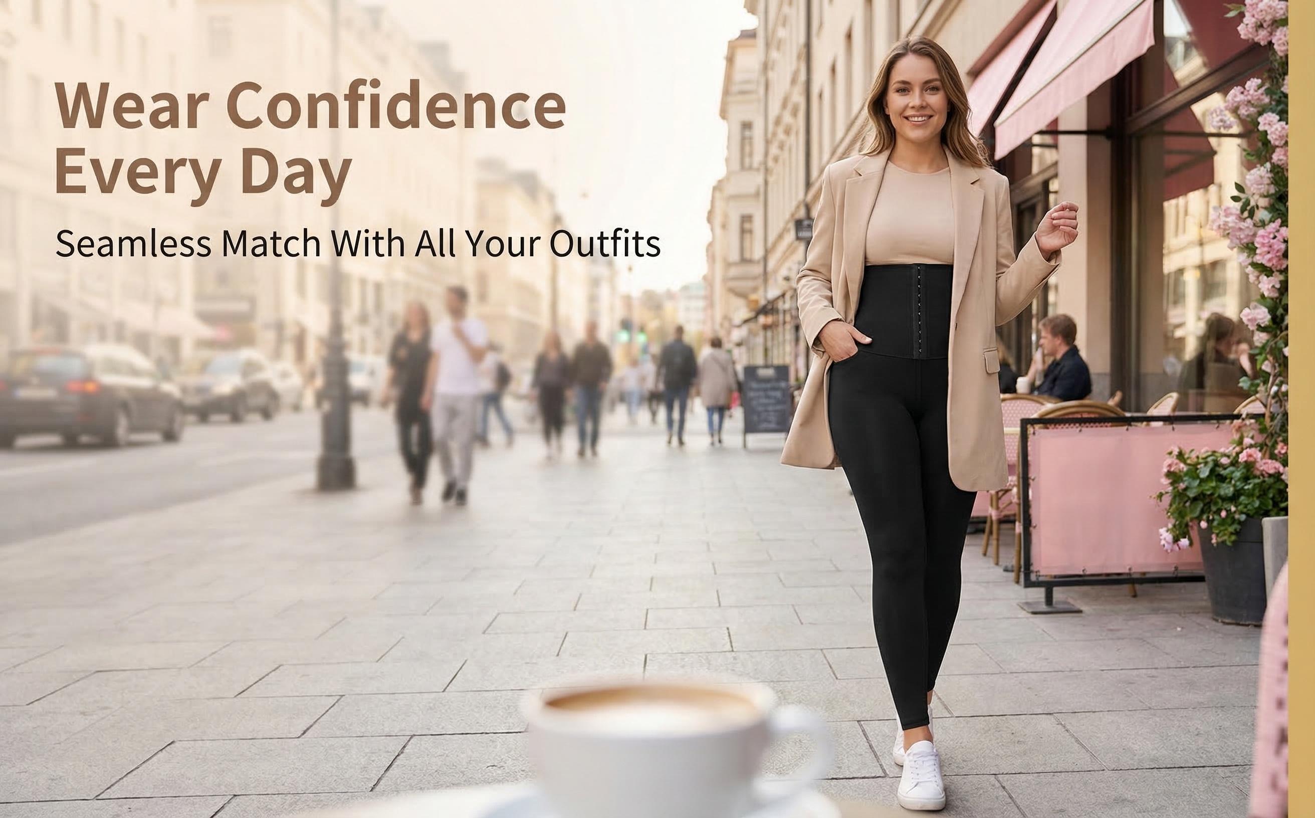 Women's fitness pants with a corset, buttons to flatten the stomach, and a peach-shaped hip lift, high-waisted shaping leggings for yoga, suitable for wearing as pants