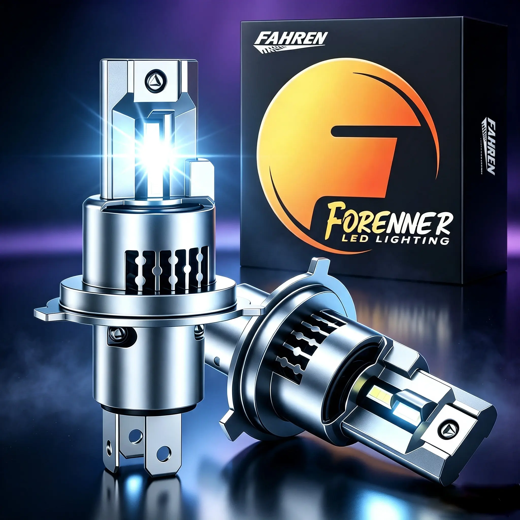 Fahren 9003/H4 HB2 LED Headlight Bulbs, 46000LM 10X Super Brighter, Error-Free Perfect Beam Pattern, Plug & Play High Low Beam Fog Light Bulbs