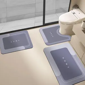 Non-slip Bath Mat, 3 Counts/set Quick Drying Diatomite Bathroom Toliet Mat, Water Absorbent Bathroom Rug Set for Home Dormitory Shower Room, Kitchen, Living Room, Laundry Home Decor, Bathroom Supplies, Bathroom Accessories, Home Essentials