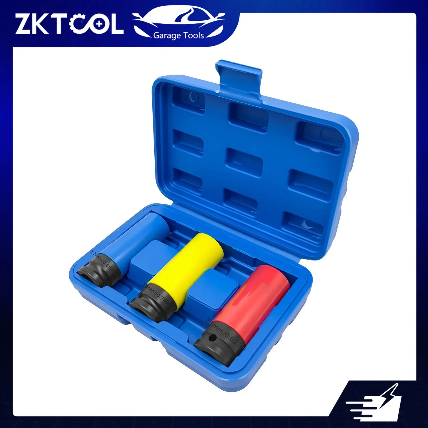 3pcs 17/19/21mm 1/2 Inch Drive Wheel Protector Impact Socket Set Durable Plastic Socket Wrench Sleeve