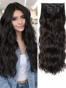 Clip in Hair Extensions , Seamless Human hair Clip ins Extensions for Women Invisible Straight 4Pcs Double Weft Hairpieces Dark Brown 20inch Glueless Clip In