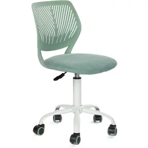 Chair for Teens Boys Girls 360 Rolling Wheels Fabric Soft Pad Seat Breathable Backrest, Height Adjustable Liftup 29.5"-34.3", Morandi Aqua