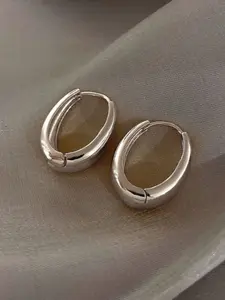 1 Pair Simple Design All-match Plain Hoop Earrings, Minimalist Stylish Hoop Earrings, Fashionable Earrings for Women, Daily Use, Elegant Minimalist Earrings, Classic Style Earrings, Hoop Jewelry