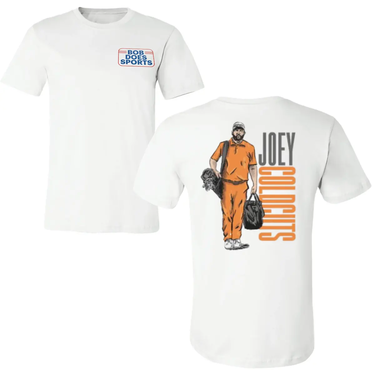 Joey Coldcuts Golf T-Shirt, Bob Does Sports Character Graphic Tee, Bold Back Print with Golf Outfit Illustration, Soft Cotton Blend Shirt, Casual Funny Golf Apparel for Men and Women, Golf Content Creator Fan Shirt