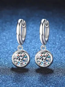 1 Pair Fashion Cubic Zirconia Hoop Earrings For Women For Wedding Anniversary Engagement Party Jewelry Valentine's Day Gift