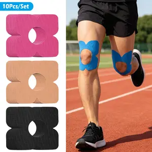 10Pcs/Set Precut Kinesiology Tape for Knees - Knee Support & Stability, Knee Athletic Tape - Elastic, Breathable Hypoallergenic Latex-Free Tape for Men & Women Outdoor Sports, Basketball, Football, Running, Cycling, Volleyball, Tennis