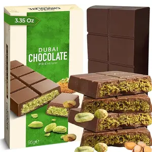 Dubai Chocolate Bar Pistachio 3.35oz (95g), Premium Mini Dubai Chocolate Bar with Pistachio Cream and Kataifi, Viral Candy with Shredded Phyllo Dough, Knafeh