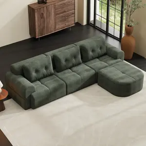 【Sub 2 packages】Niccae Modular Sectional Sofa Couch with Chaise, Full-Foam Structure, Compression Packaging Design, Woven Texture Upholstery, Oversized Modern Sofa for Living Room