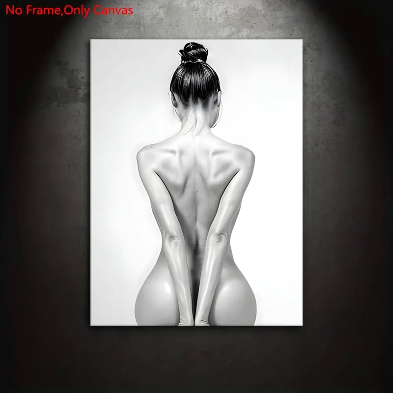 1 Piece/Set Frameless Canvas Painting Print Poster,Classic Minimalist Realistic Human Body Sculpture Pop Art,Woman Back, Modern Minimalist Design,Gift for Fitness Bodybuilding Lovers,Ideal Gift Bedroom,Study,Office,Living Room,Dorm,Mural,Wall Decoration