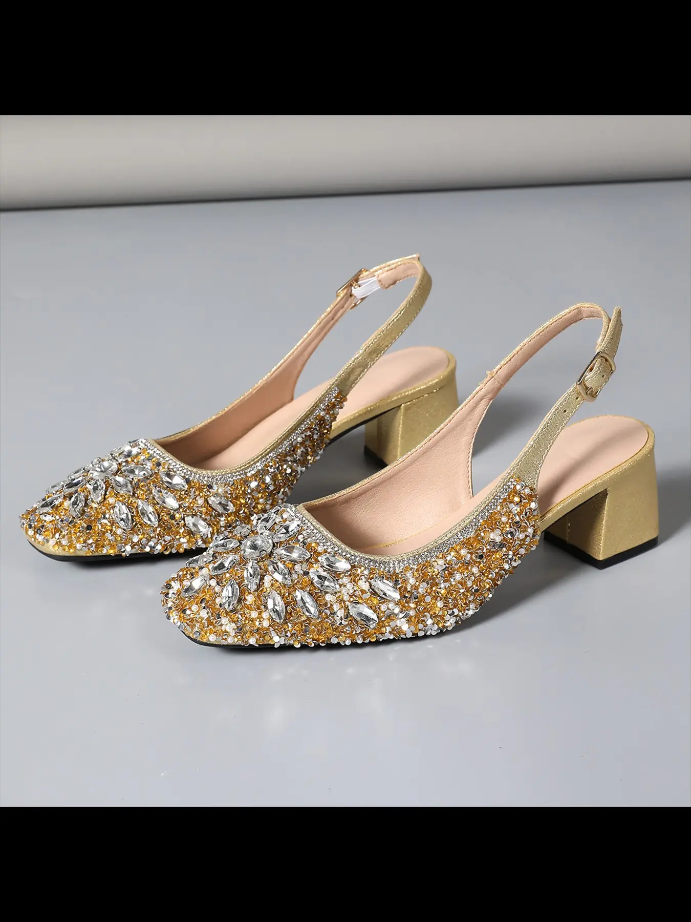 Women's High Heel Single Shoe, Shiny Rhinestone Decorated, Glitter Decorated Sandals, Embellished Sandal, Comfortable Elegant High Heel Sandal, Pointed Toe Elastic Band Back Sandals, Wedding, Evening Footwear, Footwear