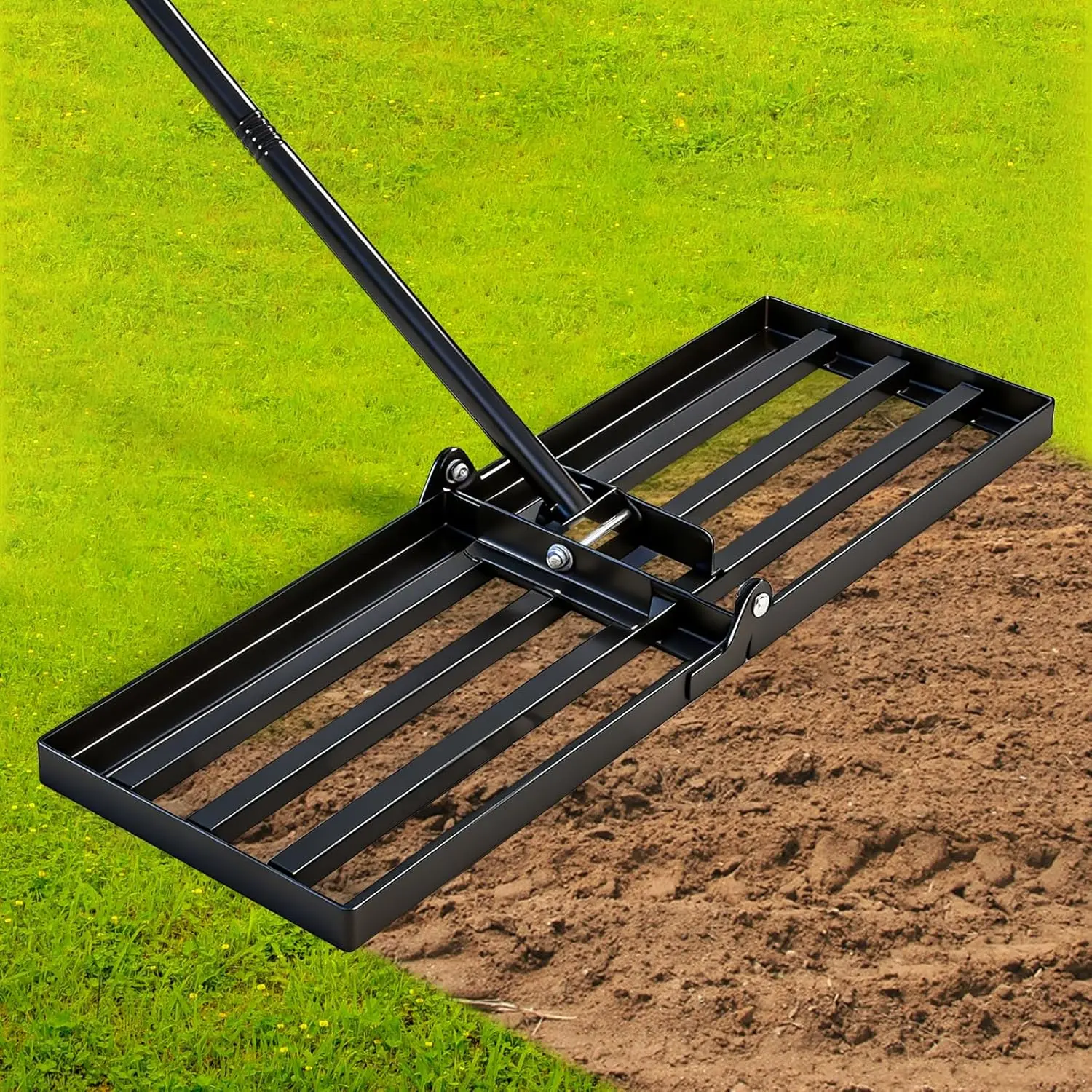 30"x10" Heavy Duty Lawn Leveling Rake with 5FT/6FT Stainless Steel Handle, Landscape Lawn Leveler Tool for Soil Sand Gravel Yard Garden Farm and Golf Course Maintenance