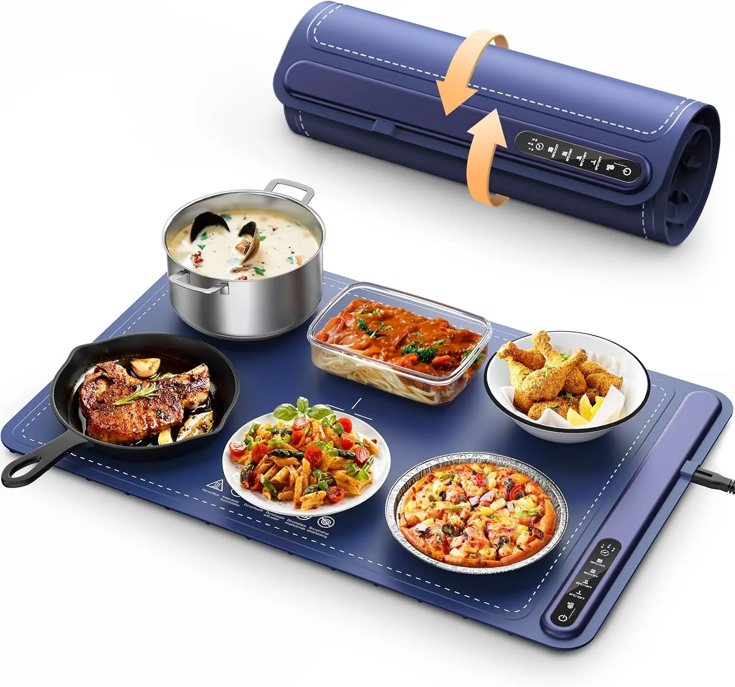 Najm Food Warming Mat - Fast Heating Silicone Electric Warming Tray with 4 Level Temperature, Portable Food Warmer Home parties Coaster Tableware