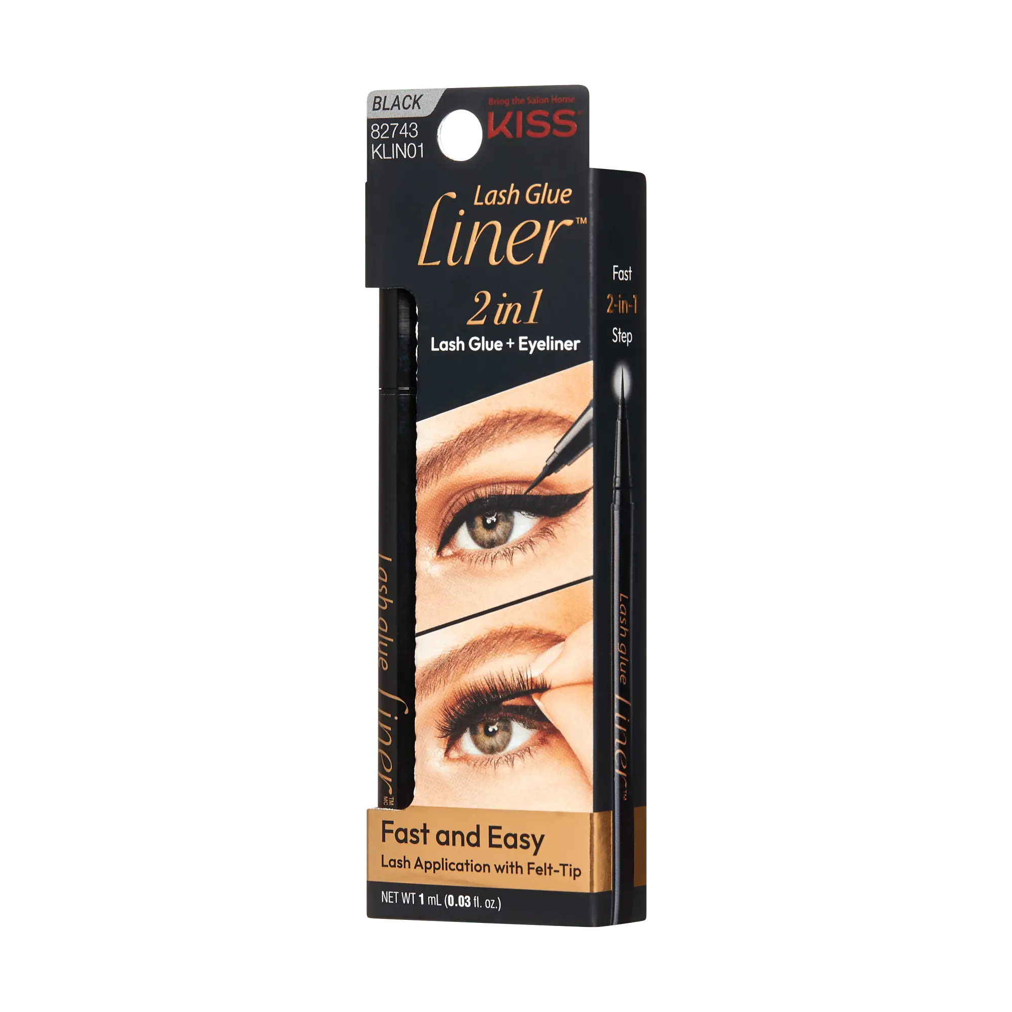 Kiss Lash 2 in 1 GLUEliner - Black | False Eyelash Glue, Eyeliner, Felt-Tip Applicator Kiss Lash 2 in 1 GLUEliner - Black | False Eyelash Glue, Eyeliner, Felt-Tip Applicator