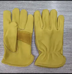 Leather Work Gloves for Men & Women Reinforced Durable Gardening Gloves Cowhide Work Gloves