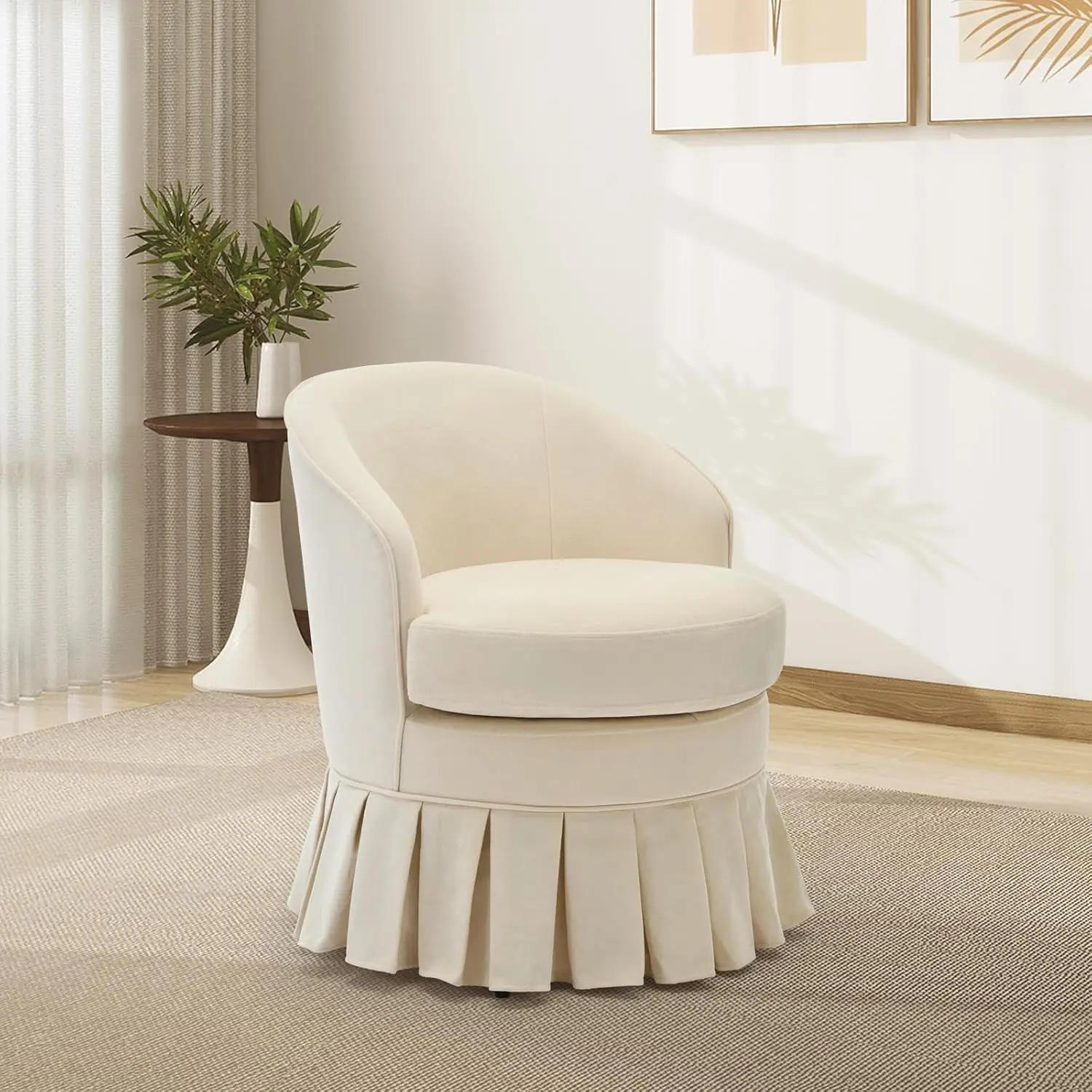 Vanity Stool,Upholstered Tall Back Arm Chair w/Side Pockets,Wood Legs Comfortable Dressing Piano Bench Chair for Vanity for Makeup Room, Beige cola  my