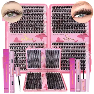 Bamylash 3040D Butterfly Eyelash Book with bond seal remover and applicator, natural Wispy lash extension for DIY at home eye make up, False Eyelashes Kit