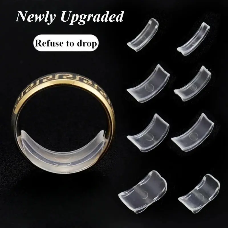 Clear Silicone Ring Size Adjuster 8 Sizes Invisible Ring Spacer for Loose Rings