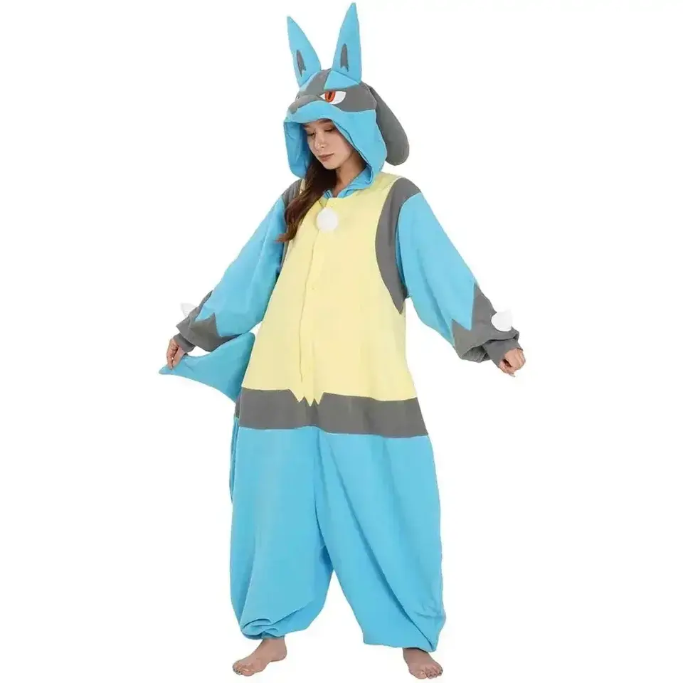 2026 Lucario Kigurumi Adult Pyjamas Cosplay Costume Anime Onesie Sleepwear Homewear Unisex Pajamas Christmas Halloween Party Clothing