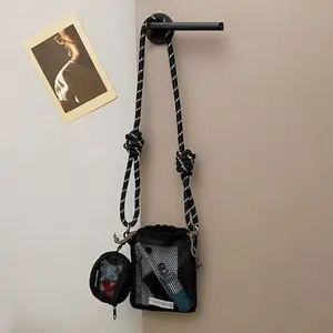 Women's Small Mesh Crossbody Phone Bag Lightweight Breathable Mini Shoulder Bag for Daily Outings Travel Shopping & Casual Wear