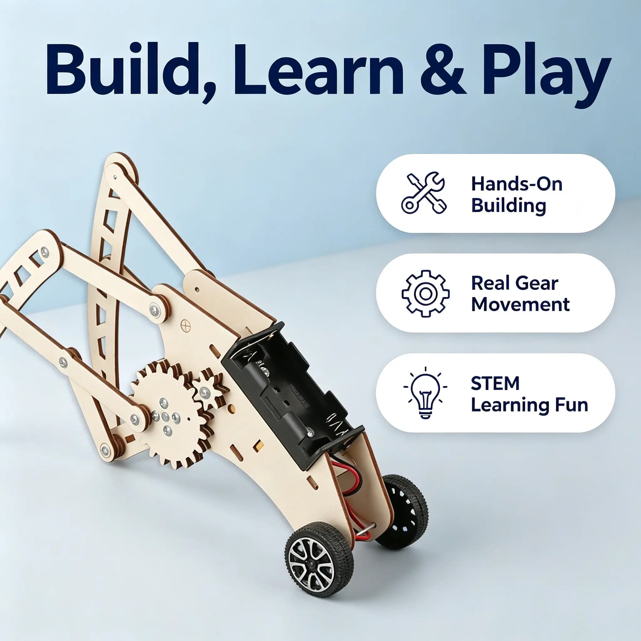 DIY Wooden Gear Robot  Kit -  Crawling Robot Building Toy for Kids Ages 7+