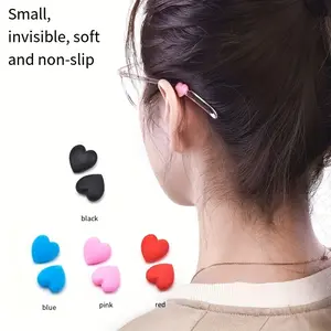 A pair of cute heart-shaped silicone glasses retainers, glasses ears, ear hooks, anti-skid retainers, glasses baffle clips, women and men, Glasses Grips