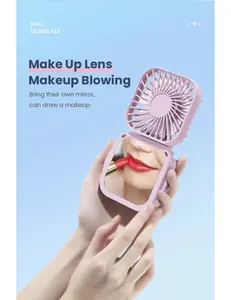 Mini Portable Fan with Mirror – Foldable Rechargeable Handheld Cooling Fan