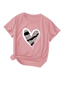 Women's Pink Sweetheart Tee, Casual Short Sleeve T-shirt for Daily Outdoor Wear, Women's Summer Top, Trendy and Casual, Crew Neck Womenswear