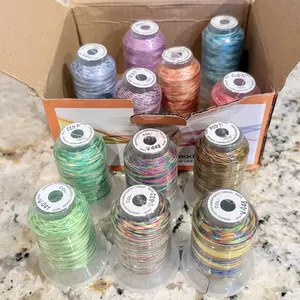 New Brothread Assorted Durable 40wt Dyed Variegated Polyester Embroidery & Sewing Thread Kit - 500M (550Y)) per Spool, Sewing Machine Compatible with Janome, Brother, Pfaff, Babylock, Singer, Bernina, Husqvarna, Adds Vibrancy for Craft Hobbies, Linens
