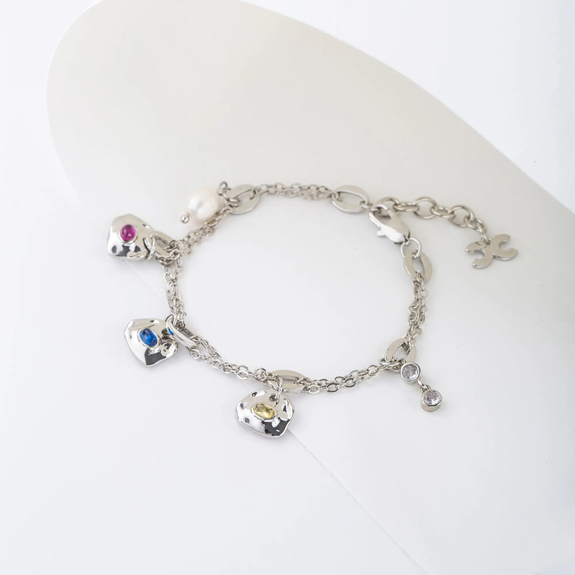 Iris Silver Gemstone Charm Bracelet - Elegant Design with Silver Gemstone Accents, Perfect for Any Occasion