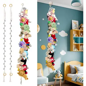 80"   Storage Chain For Stuffed  Storage with 20 Metal Clips Stuffed  Display Holder Chain for Wall or Corner  Play Room(2pcs)