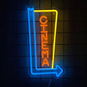 Cinema Neon Sign Arrow Neon Light for Wall Decor Movie Theater Led Neon Signs Movie Led Neon Lights for Home Theater Film Room Commercial Theater Store Decoration USB Powered Easy Hanging