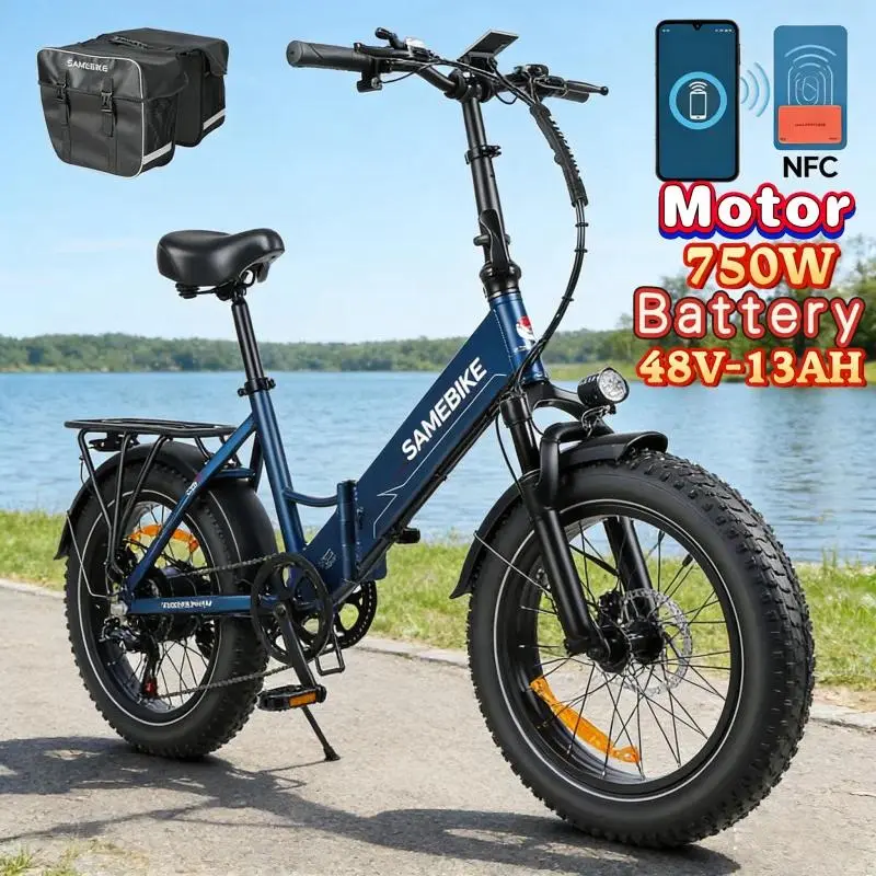 20*4.0 inch fat tire folding electric bicycle, 48V13AH battery adult electric scooter, 750W motor urban mountain E-Bike leisure