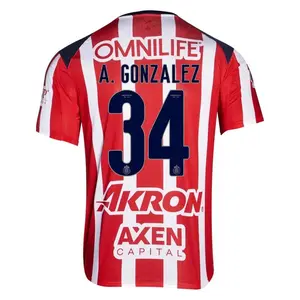 Full Logo 2025 -26 Chivas Guadalajara A. Gonzalez #34 Home Jersey Shirt, New 2025 Mexico Club Chivas Jersey, Mexico Soccer Jersey, Jersey For Soccer Fans, Summer Got, Sport Fan Outfit, Gift For Him