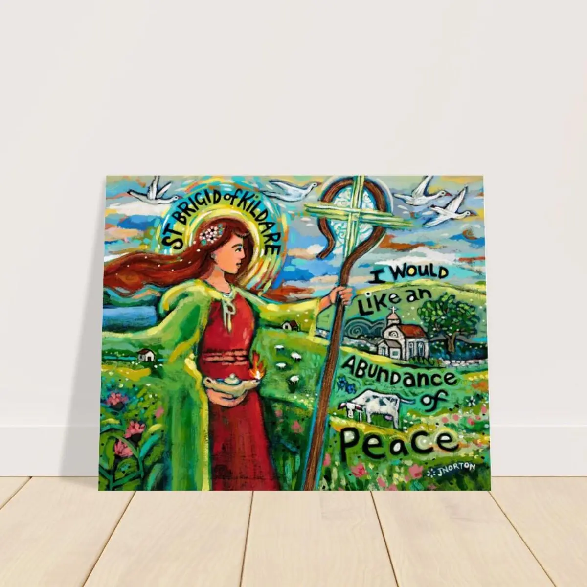 Irish Saint, Abundance of Peace, Catholic Saint, Saint Brigid of Kildare Poster, Room Decor, Unframed