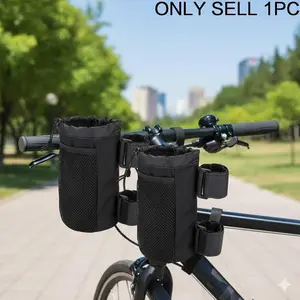 Universal Bike Motorcycle Cup Holder with Mesh Bag & Rope Lock, Waterproof Multi-Sport Accessory for Cycling, Wheelchair, Golf Cart, ATV, Beach Buggy. Easy Install Outdoor Gear Must-Have for Activities, Bike Accessories.