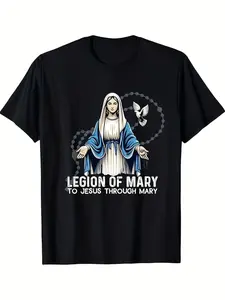 NEW LIMITED Legion Of Mary Our Lady Catholic Retro Design Christian Gift T-Shirt.jpgSame Style for Men and Women  Summer Short-sleeved Printed T-shirt Pure 220G
