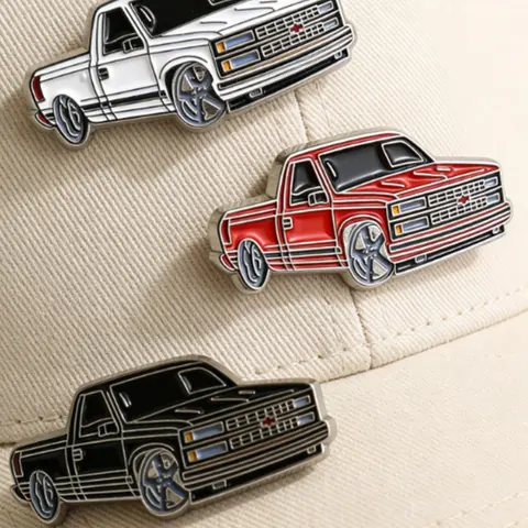 3-Piece Chevrolet 454 SS Hat Clip Pin Set, 90s Retro Classic Truck Enamel Brooch, Enamel Lapel Pins, Vintage Racing Golf Hat Clips for Chevy Fans & Truck Enthusiasts, Metal Alloy Cap Pin Gift for Men, Men Accessories
