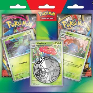 Pokémon TCG Evolution Blister – Oddish/Gloom/Vileplume + 2 Packs (Phantasmal Flames & Mega Evolution) – Sealed or Rip & Ship