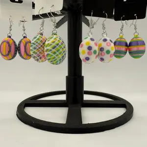 Mini 3D Printed Dyed Easter Egg Earrings Colorful Designs with Various Patterns and Colors Great Gift Small Item for Holiday Season