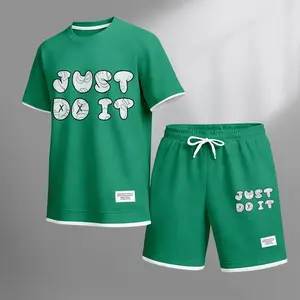 Men's Do It Your Way Print Waffle Fabric Short-Sleeved Shirt And Shorts Set