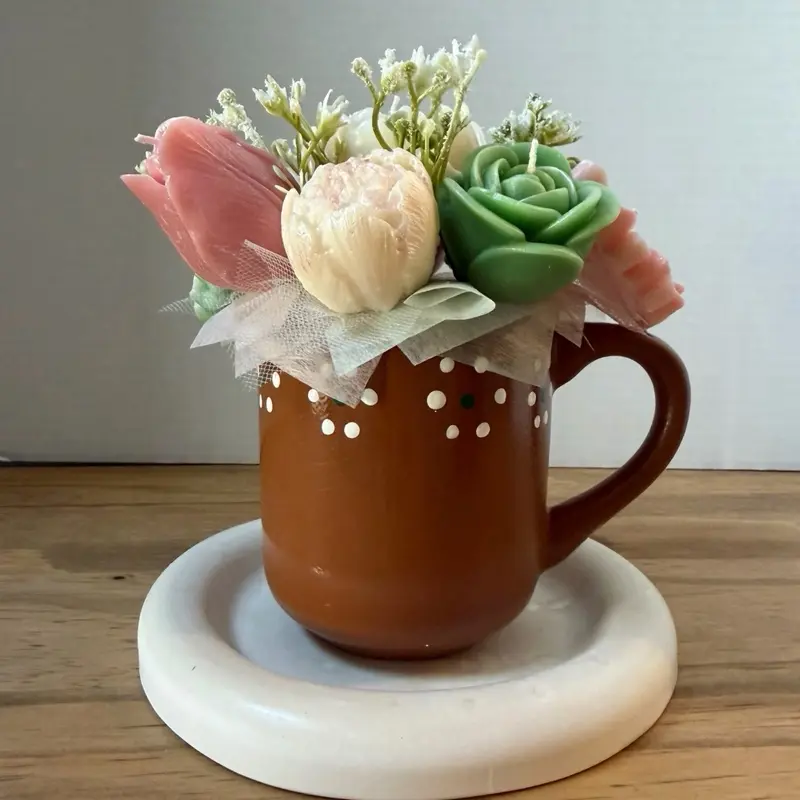 Mini Bouquet de velas en taza Mexicana