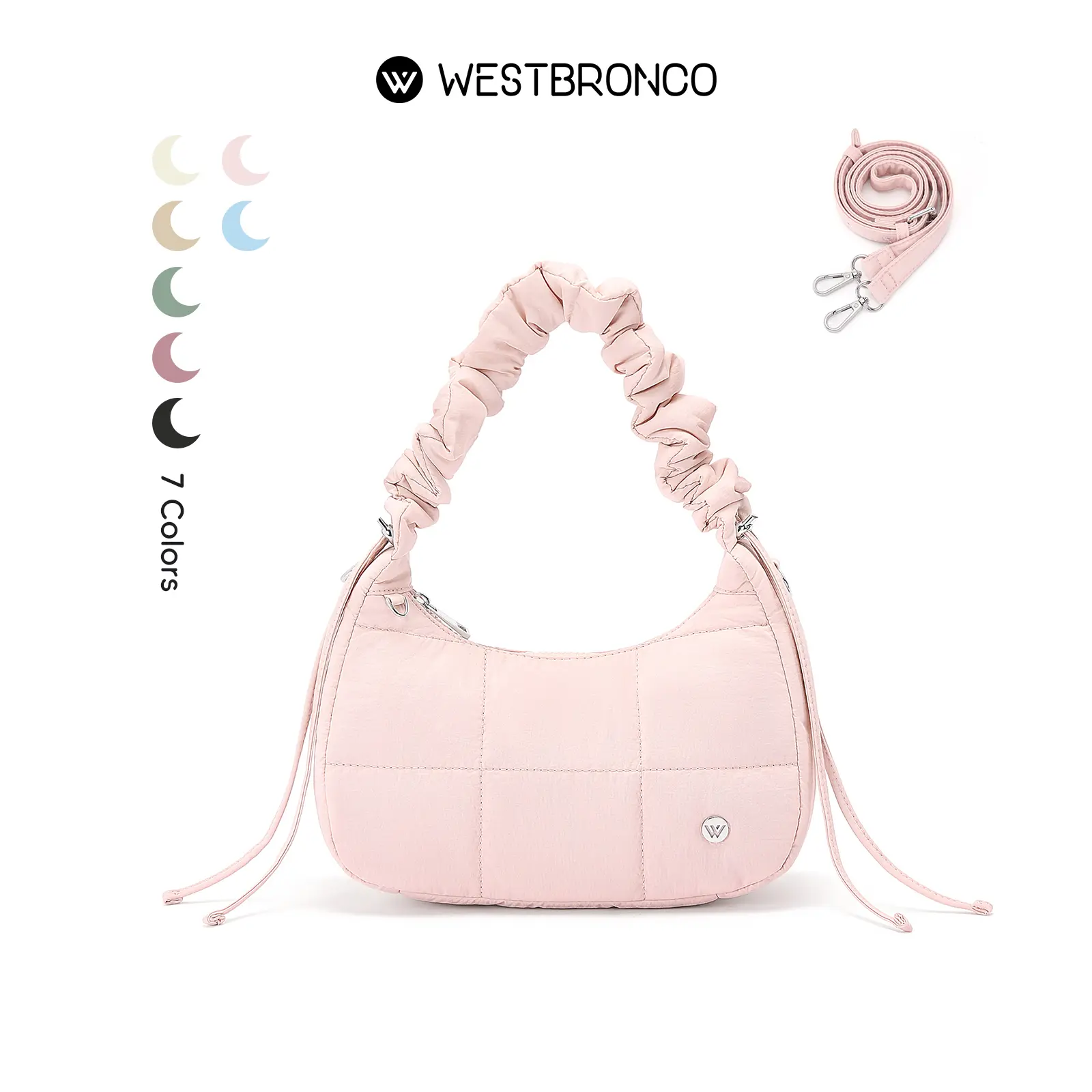 WESTBRONCO Drawstring Shoulder Purse Summer Trendy Chic Purse Scrunchie Design Strap Small Puffy Crescent Fashion Crossbody Bag with Adjustable Strap for Women Purse Gift for Her SummerSale