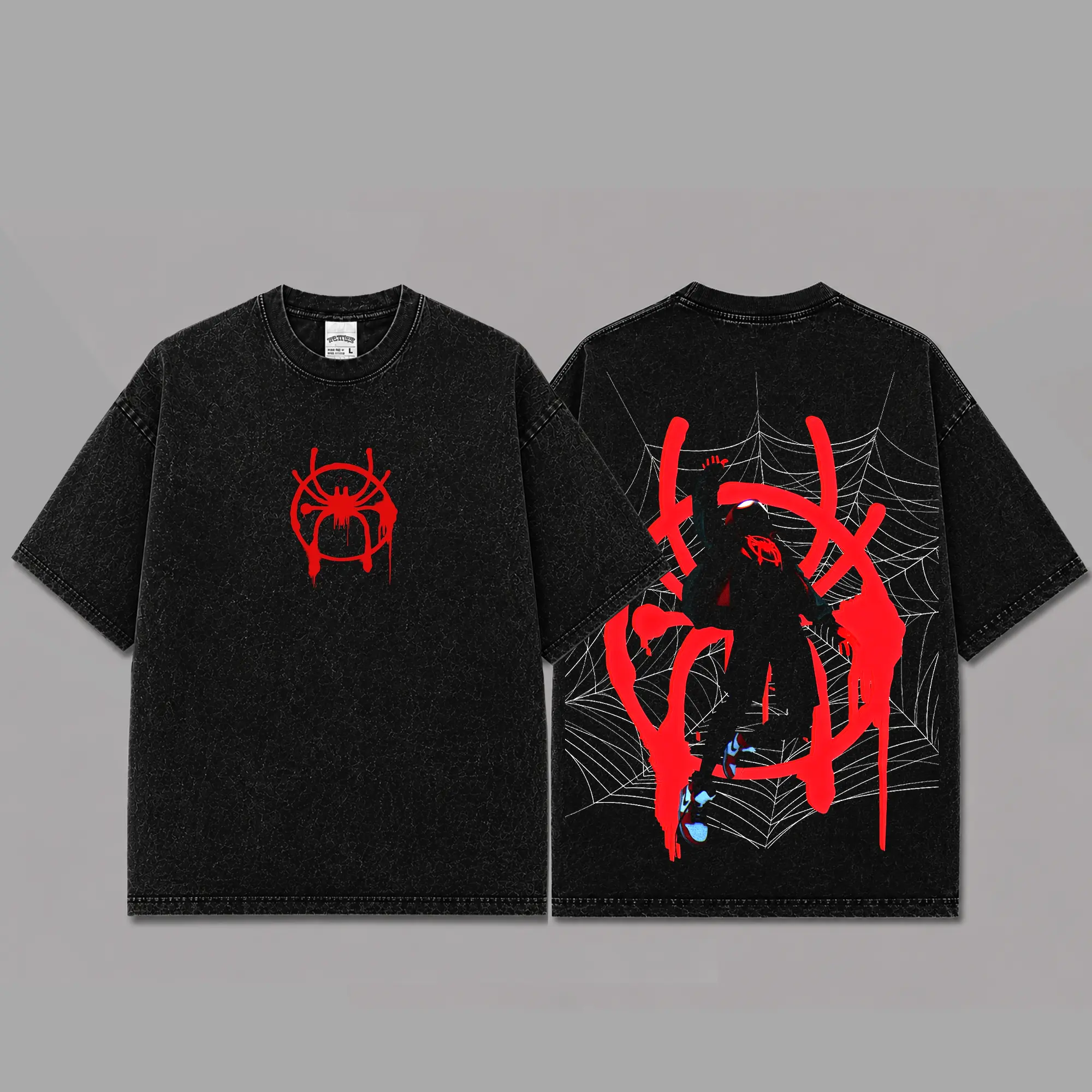 Ver 2 Prowler Miles Inspired Oversized Black Graphic T-Shirt, Vintage Movie Actor Fan Tee, The Prowler Shirt, Y2K Comic Style Streetwear Top, Black Cotton Unisex Tee, Retro Superhero Inspired Shirt, Gift for Movie Fans