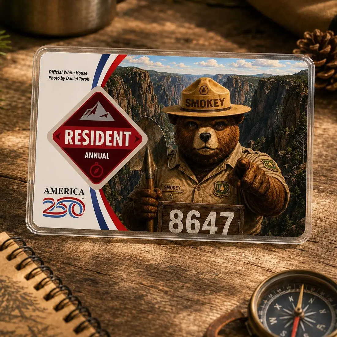 Smokey Bear National Park Pass Sleeve Grand Canyon Wildlife Sticker Clear Plastic Card Protector For Hiker Gift