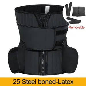 25 Steel Bone Body Shaper with 2 Removable Strap Zipper and Hook Modeling Strap Tummy Control Belt