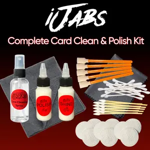 iJabs Card Cleaning Kit - For All Collectable Cards - Removes Dirt, Reduces Scratches, Magnifies Shine - Card Cleaning Spray, Card Polish, Card Shine