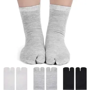 ROGEE 6 Pairs Flip Flop Socks Unisex Split Toe Cotton Tabi Socks for Women Men(Size: 3-5)