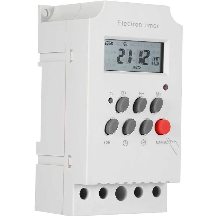Heavy-Duty 30A 7-Day Programmable Digital Timer Switch - High Industrial Grade Chip, Day/Week Cycle, Accurate Timing Control, Daylight Savings Mode, AC 220V, Neon Set, for Home Improvement Electrical Sockets, Engineering Equipment, Batteries