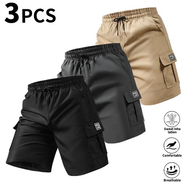 Men's Cargo Shorts 3/5-Pack, Fitted H Type Knitting Design for Casual Wear, Quick Dry & Breathable with an Adjustable Waist, Pocketed, Workout, Drawstring Fit, Cool All Day